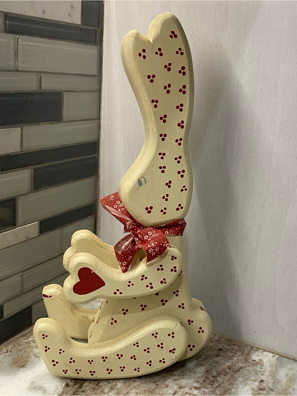 Vintage Folk Art Wooden Articulated Bunny Figurine